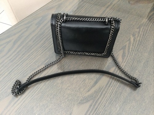 Sac zara cuir noir chaîne - zara,