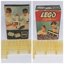 LEGO SYSTEM 219 VINTAGE 1958 13 TRANSLUCENT BRICKS 2X3 TRANS CLEAR BRICKS