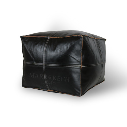 Square leather moroccan pouf - moroccan,