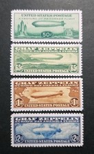 US Stamps SC# C13, C14, C15, & C18 1930/1933 Graf Zeppelin Air Mail Replica Set 
