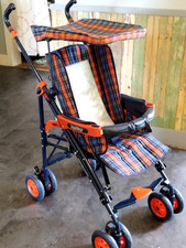 Vintage 1998 Peg Perego Pliko Matic Stroller + Canopy Top + Rain Cover Italy