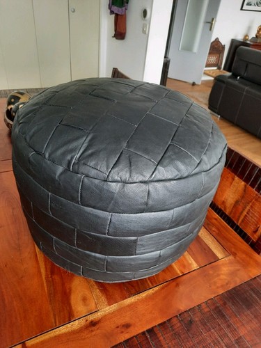 Pouf cuir vintage - en,