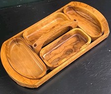 Antique Vintage Retro Olive Wood Aperitif Service Tray