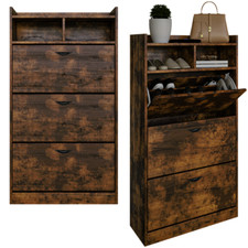 Meuble À Chaussures D'Entrée Gain De Place 3 Portes Doubles 2 Compartiments Slim