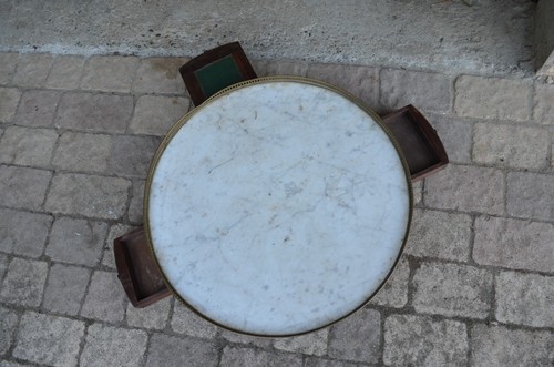 Table bouillotte acajou marbre - table,