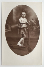 Girl posing outfit majorette scooter - old photo snapshot RPPC