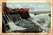 Chaudiere Falls Ottawa Postcard Ontario ON Posted 1939 2 Cent Royal Visit Stamp