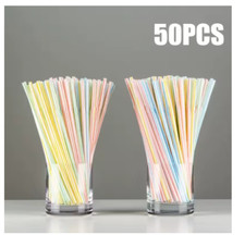 50 - 1000 pièces pailles à boire colorées, noires, blanches