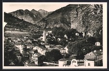 Old postcard reel, general view of the village surrounded by majestic mountains 