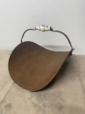 Antique Copper Lion Head Log Holder Vintage Decor Ceramic Handle