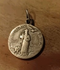 Ancient Religious Medal St Ghislain Patron of Pregnant Women and Children 