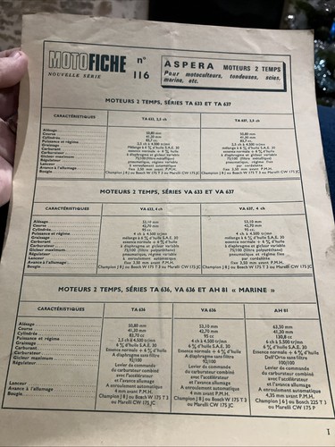 Ancien dépliant motofiche - ancien,
