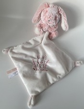 EXCELLENT ÉTAT 🌟Doudou Plat Mouchoir lapin rose Blanc Simba Toys Nicotoy