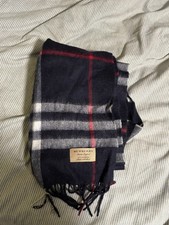 BURBERRY London Classic Nova Check Knit 100% Cashmere Fringe Black SCARF