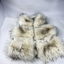 Women's LA SEINE Sleeveless Faux Fur - WHITE and BLACK Vest SMALL