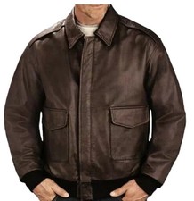 Blouson motard bombardier homme A2 Pilot 100% cuir véritable vintage...