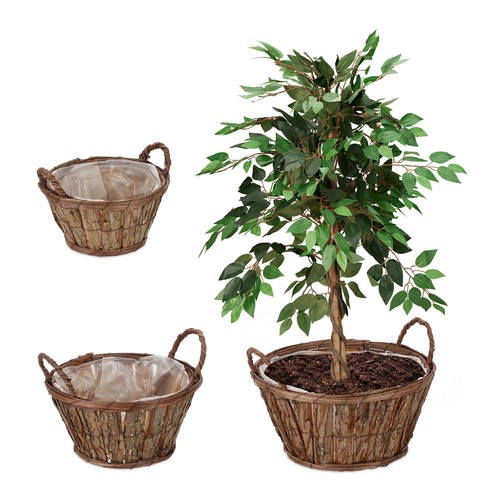 Pot fleur bois tonneau - pot,