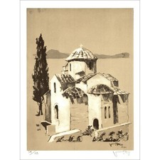 VIKO Victor - Lithographie "L'église" 32x25cm - 1970