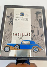 Vintage Cadillac Large Mirror Advertising Screen Print Style 30s/40s