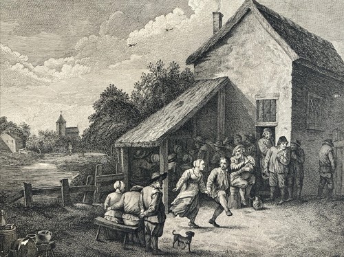 Gravure ancienne scène - gravure, de