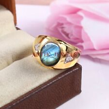 Bague Pour Homme En Argent Sterling 925 Plaqué Or En Labradorite Naturelle #4864