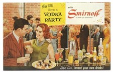 SMIRNOFF VODKA PARTY - Great 1950's AD Card - Invent Your Own Drinks! Cocktails!