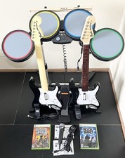 Xbox 360 - Rock Band - Drums - Mic - 2 GUITARS - Hero - Complete BUNDLE *TESTED*