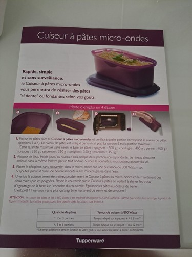 Tupperware neuve fiche du - fiche,