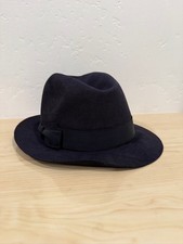 Vintage Borsalino Alessandria Fur Felt Fedora Hat Navy Blue - Est size 7 1/4