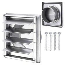 Dryer Vent Cover 5" Stainless Steel Exterior Wall Outlet Vent Grille Louvered