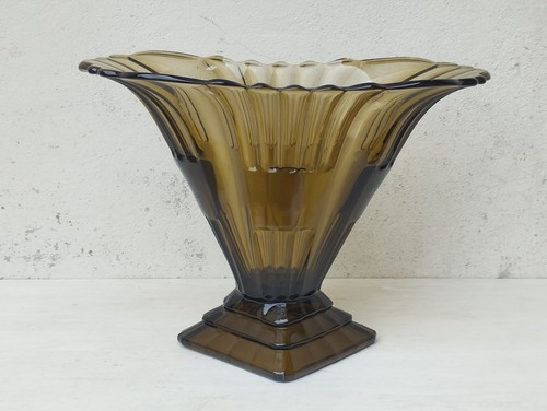 Vase art déco verre - verre, fumé