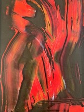 Belle Peinture Huile Verre Signé À Identifier 1969 abstrait abstraction Ancien