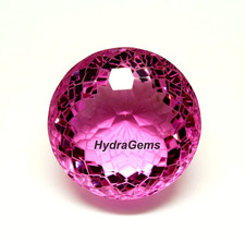 Pierre précieuse ronde de grande taille saphir rose de Ceylan à facettes tail...