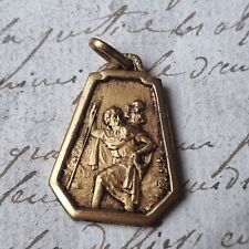 Pendentif Médaille Saint Christophe Plaqué Or 1920 Gold Filled Religious Holy