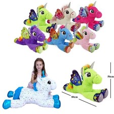 Magique Licorne Peluche 80Cm Doux Poney Cheval Ailes Porte-Bonheur Soft Plush