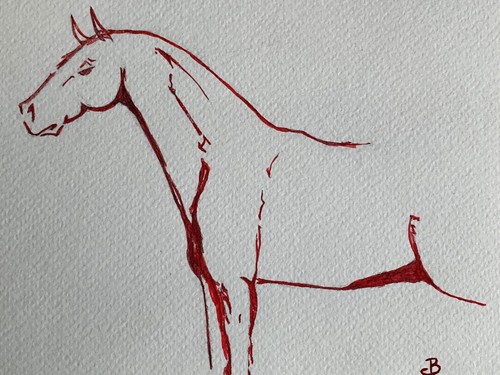 Watercolor painting horse - watercolor,