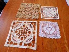 Linge ancien 4 Napperons  broderies dentelles  différents