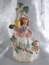 Staffordshire England 19th Century Earthenware / Ceramic Woman & Dog FIGURE