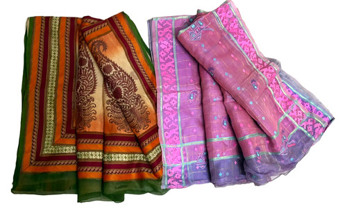 Lot pièces tissu sari - de,