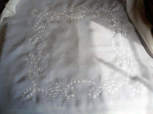 Vintage nappe brodée voilage - vintage, nappe,brodée,voilage