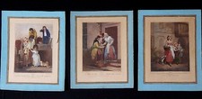 3 gravures aquarellées anciennes Cries of london engraving painted  XIX