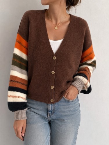 Cardigan gilet maille marron