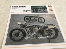 Carte moto Gillet Herstal 500 sport 1926 collection Atlas Motorcycle Belgique