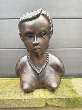 antique statue sculpture bust of African woman in macassar ebony