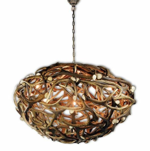 Lustre avec vrai bois - , cerf