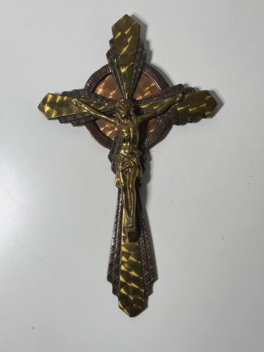 Crucifix laiton cuivre - crucifix,