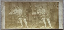 19th Century Brothel Woman Eroticism Photo Stereo C1860 Vintage Albumin 