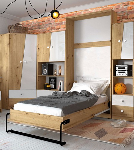 Lit armoire 90x200 chêne - armoire,