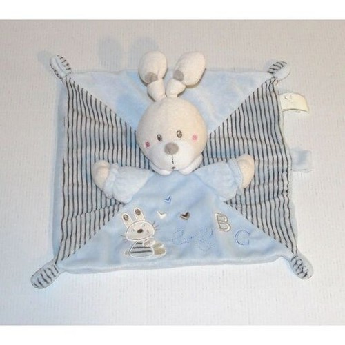 Doudou plat lapin bleu - plat,
