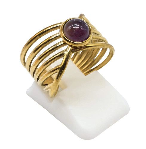 Bague inox pince dorée - bague,